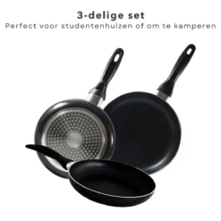 Cheqo® PRO 3-Delige Koekenpannenset - Koekenpan Set - Pannenset - Geperst Aluminium - Geschikt Voor Gas, Elektrisch, Keramisch, Halogeen Koken -Keukenpotten Winkel 1200x1200 443