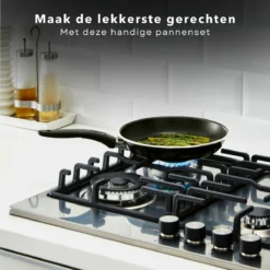 Cheqo® PRO 3-Delige Koekenpannenset - Koekenpan Set - Pannenset - Geperst Aluminium - Geschikt Voor Gas, Elektrisch, Keramisch, Halogeen Koken -Keukenpotten Winkel 1200x1200 444