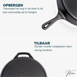 Gietijzeren Pan - Skillet - Koekenpan - BBQ - Koekenpan Inductie - ø32cm - 3.1 KG - Geschikt Voor Alle Warmtebronnen - Inclusief Gratis E-Book -Keukenpotten Winkel 1200x1200 459