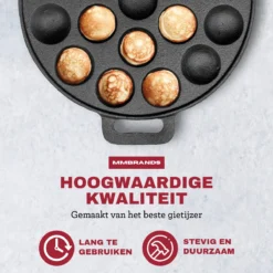 MM Brands Poffertjespan - Poffertjesmaker - Inductie / Oven / BBQ - Inclusief Handvat, Borstel En Vorken -Keukenpotten Winkel 1200x1200 735