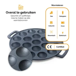 CuisiNoon® Poffertjespan Premium - Complete Poffertjesmaker Set - Inclusief Bakboek -Keukenpotten Winkel 1200x1200 754