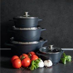 Smile 10 Delige Pannenset - Antiaanbaklaag - Vaatwasser Bestendig - Zwart -Keukenpotten Winkel 1200x1200 859
