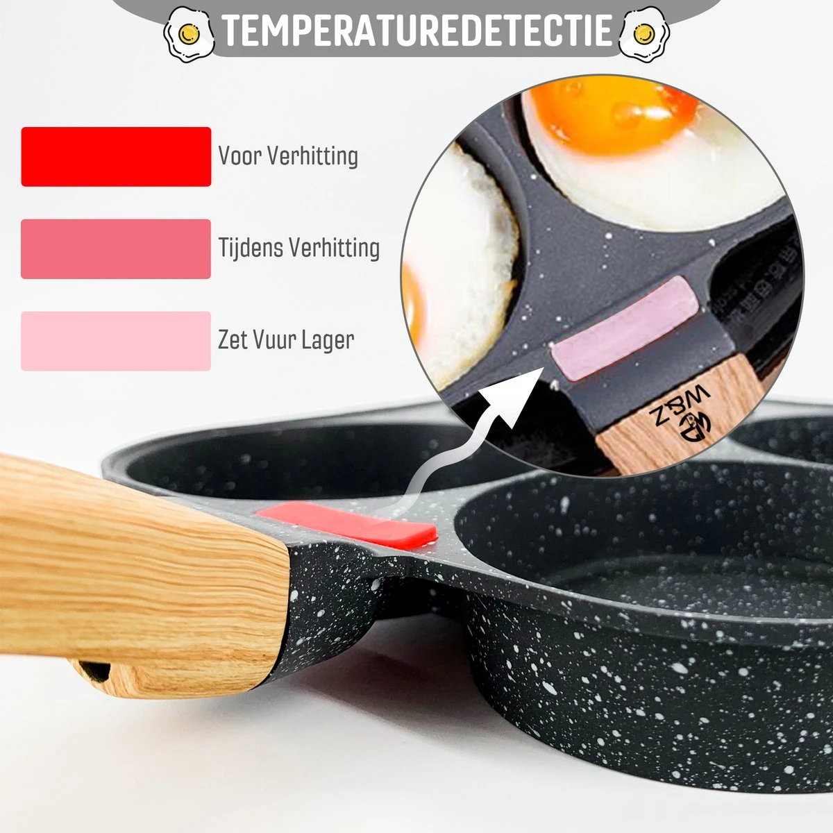 W&Z® Pannenkoekenpan Inductie - Pancake Pan - Omeletpan - Omeletmaker -Eierpan- Anti Aanbak - 4 Vakjes 4 W&Z® Pannenkoekenpan Inductie - Pancake Pan - Omeletpan - Omeletmaker -Eierpan- Anti Aanbak - 4 Vakjes - Afbeelding 4