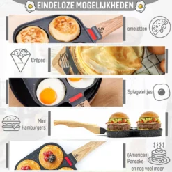 W&Z® Pannenkoekenpan Inductie - Pancake Pan - Omeletpan - Omeletmaker -Eierpan- Anti Aanbak - 4 Vakjes 16 W&Z® Pannenkoekenpan Inductie - Pancake Pan - Omeletpan - Omeletmaker -Eierpan- Anti Aanbak - 4 Vakjes -Keukenpotten Winkel 1200x1200 888