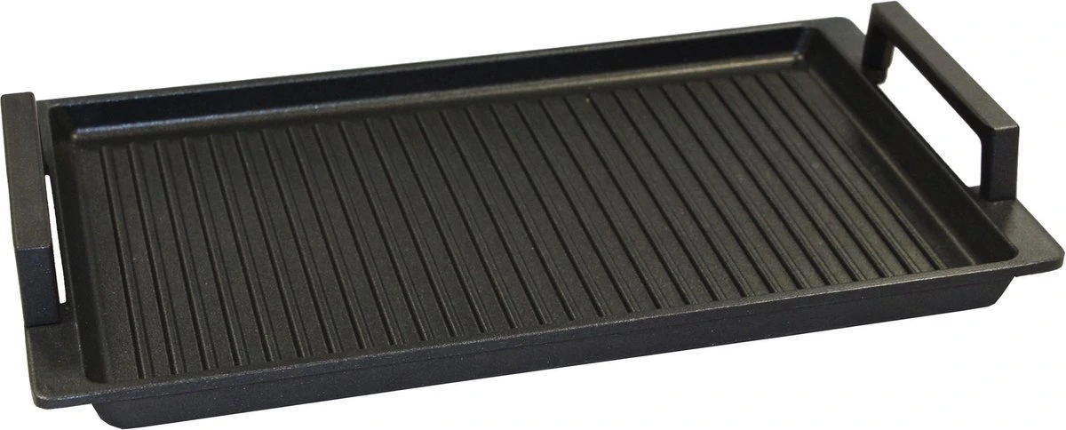 Eurolux Grillplaat Met Grepen - 41 X 24 X 2.5 Cm - Zwart - Aluminium - Geschikt Voor Alle Warmtebronnen