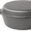 Nuovva 2-in-1 Gietijzeren Steelpan En Braadpan Of Grillplaat Met Dubbel Functie Koekenpan Deksel - 3 Liter - 26cm