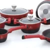 Herenthal Pannenset Inductie - Luxe 10-delige Koekenpan Inductie - Voor Alle Warmtebronnen - Pannen Met Glazen Deksels En Koudgrepen - Rood / Zwart- 6 Pannen