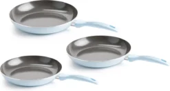 VitaVerde Expert Koekenpannenset Ø 20cm + Ø 24cm + Ø 28cm - Lichtblauw - Inductie - PFAS-vrij