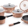 Herenthal Line - Pannenset Inductie - 14 Delig - Afneembare Handgreep - Keramisch - Koper Kleurig - PFAS-vrij