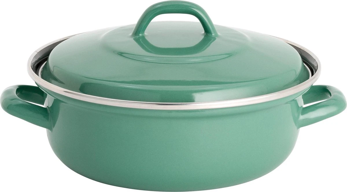 Lite-Body - Magnus Braadpan 24cm/2,5 L Met Deksel- Emaille- Olijf Groen - Inductie 1 Lite-Body - Magnus Braadpan 24cm/2,5 L Met Deksel- Emaille- Olijf Groen - Inductie