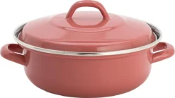 Lite-Body - Magnus Braadpan 24cm/2,5l Met Deksel - Emaille - Oud Roze - Inductie