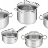Tefal Duetto+ Pannenset -10 Delig- 5 Pannen - Kookpannenset - Zilver - Afdruipdeksels