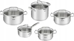 Tefal Duetto+ Pannenset -10 Delig- 5 Pannen - Kookpannenset - Zilver - Afdruipdeksels