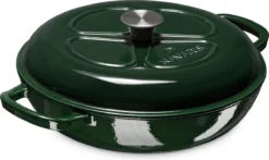 Navaris Gietijzeren Stoofpan Met Deksel- 3,5 Liter Gietijzeren Ovenschaal Van Email - Geschikt Voor Alle Warmtebronnen - Groen -Keukenpotten Winkel 1200x716 1