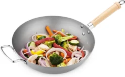 Navaris Grote Wokpan Geschikt Voor Inductie - Koolstofstalen Wok Met Twee Handvaten - Carbon Steel Wok 30 Cm Diameter - Voor Roerbak- En Wokgerechten -Keukenpotten Winkel 1200x743 3