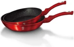 Berlinger Haus 1612 - Set Van 2 Granietpannen - Koekenpan - Rood Metallic - Burgundy Line - 22 En 26 Cm
