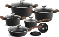 Edënbërg Black Line - 12-delige Luxe Pannenset Van Gesmeed Aluminium