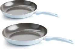 VitaVerde Expert Koekenpannenset Ø 24cm + Ø 28cm - Lichtblauw - Inductie - PFAS-vrij