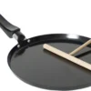 Zwarte Pannenkoekenpan/crepepan 24 Cm Met Anti-aanbak Laag En Houten Beslag Verdeler - Pannenkoeken/crepes - Koken