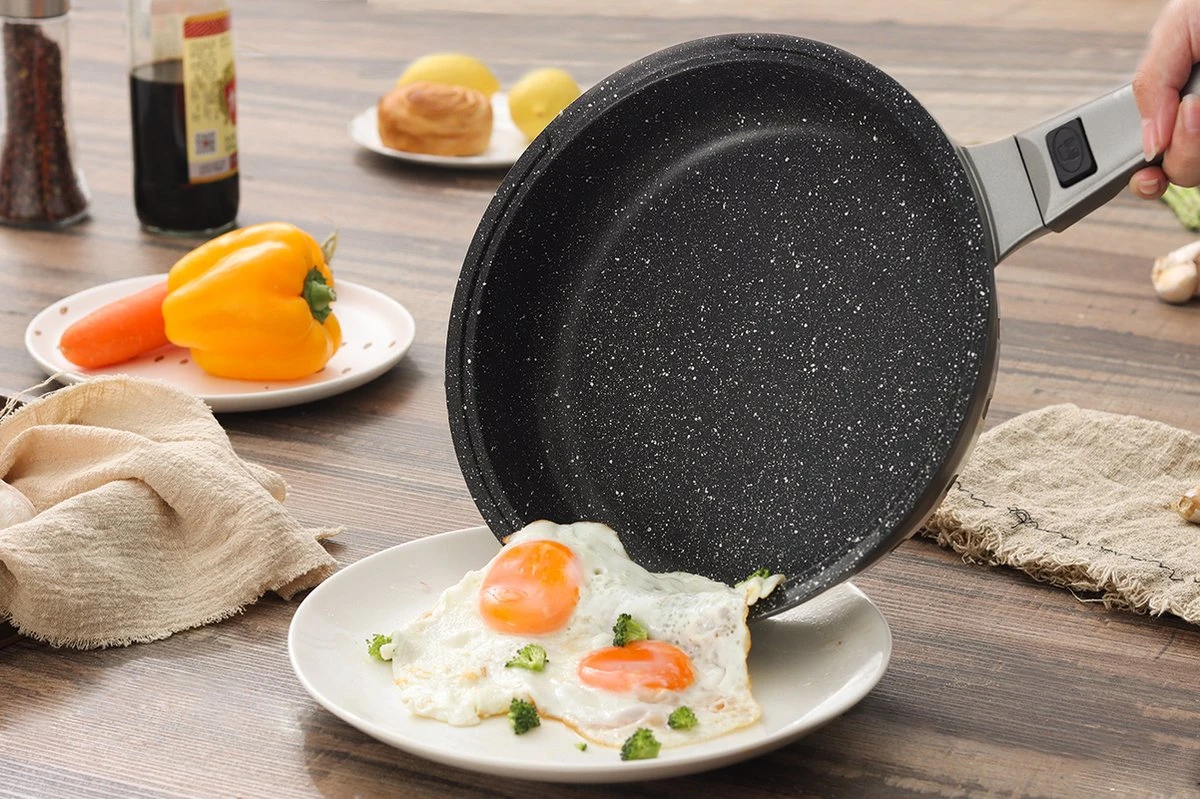 Swiss Pro+ | Set 14 Delige Pannenset | Inductie - Pannensets - Glazen Deksel - Met Afneembare Handgreep - Marmeren Interieur -PFAS-vrij | Grey / Silver 2 Swiss Pro+ | Set 14 Delige Pannenset | Inductie - Pannensets - Glazen Deksel - Met Afneembare Handgreep - Marmeren Interieur -PFAS-vrij | Grey / Silver - Afbeelding 2