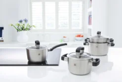 BK Conical Cool Glas Pannenset - 4-delig - RVS - Glazen Deksel - Inductie -Keukenpotten Winkel 1200x813