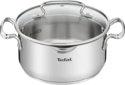 Tefal Duetto+ Pannenset -10 Delig- 5 Pannen - Kookpannenset - Zilver - Afdruipdeksels -Keukenpotten Winkel 1200x816