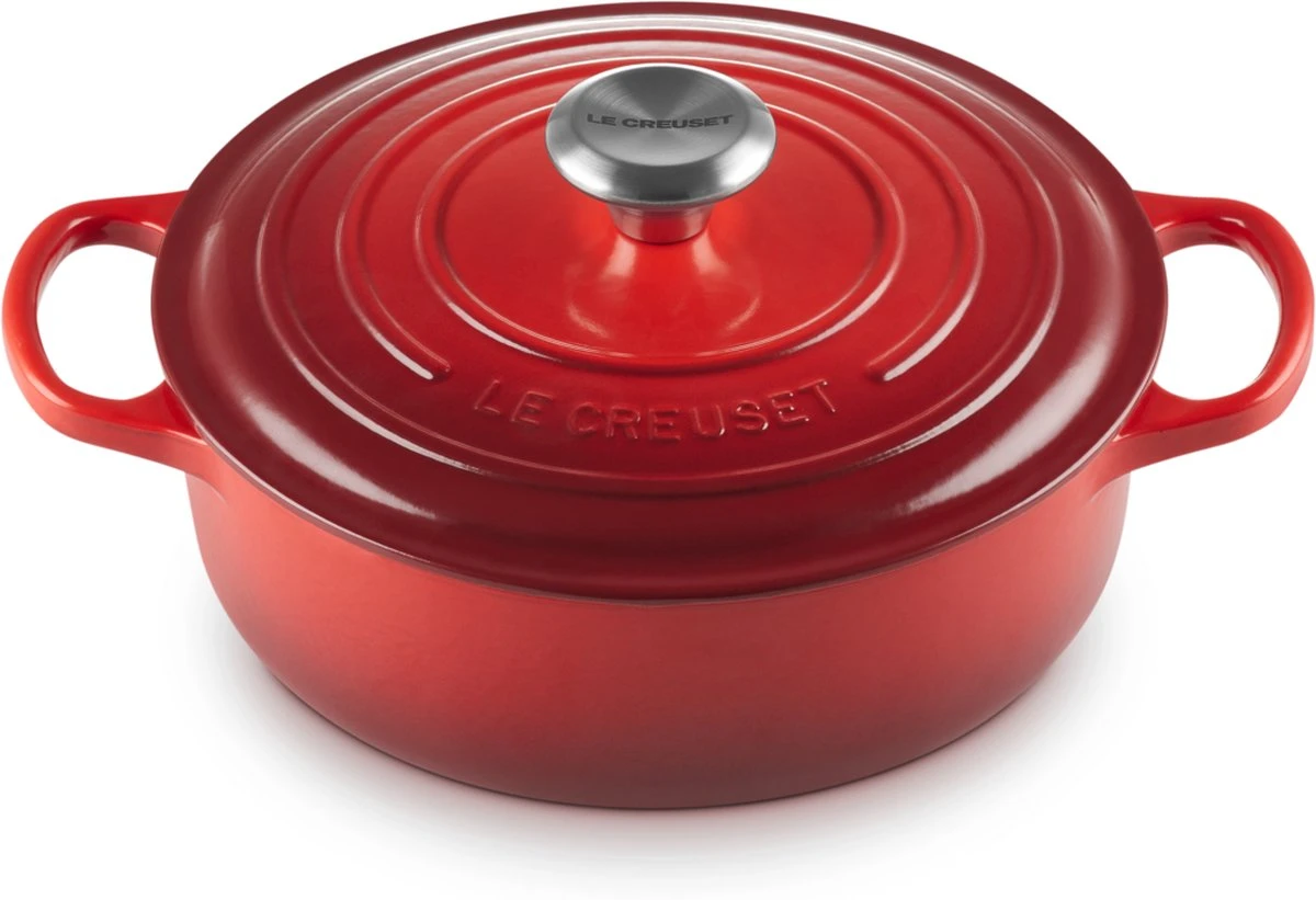 Le Creuset - Gietijzeren - Lage Braadpan - 24cm - Kersenrood 6 Le Creuset - Gietijzeren - Lage Braadpan - 24cm - Kersenrood - Afbeelding 6