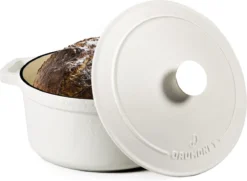 Daumonet Carême Blanc Gietijzeren Braadpan - Sudderpan Wit - Rond - Ø 26 Cm - 4,4 Liter - 100% PFAS & PFOA Vrij - Emaille - Geschikt Voor Alle Warmtebronnen - Elektrisch - Gas - Halogeen - Inductie - Keramisch - Vaatwasserbestendig