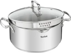 Tefal Duetto+ Pannenset -10 Delig- 5 Pannen - Kookpannenset - Zilver - Afdruipdeksels -Keukenpotten Winkel 1200x893