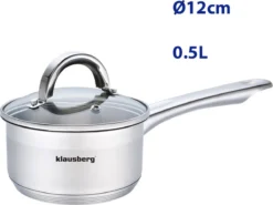 Steelpan Met Deksel - Kleine Sauspan – Kookpan - 12 Cm – 0.5 Liter