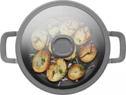 BergHOFF Leo Hapjespan Stone - 28 Cm - Met Glazen Deksel -Keukenpotten Winkel 1200x904 2