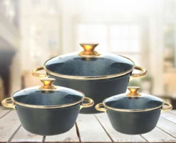 Cheffinger Luxe Braadpannen Set - Rose Gold Line - 6 Delig - Inclusief Deksel - Inductie - 20, 24 & 28CM -Keukenpotten Winkel 1200x982