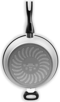 Merkloos Keukenpan Met Deksel En Heeft Een Diameter Van Ø 28 Cm - Luxe Hapjespan Keukenpan Van 28cm Anti-aanbaklaag - Handvat Zwart - Pan Met Deksel -Keukenpotten Winkel 706x1200