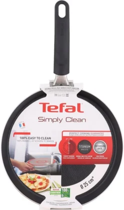Tefal Simply Clean Pannenkoekenpan - Crêpe Pan Non-stick Coating - Pancake Pan - Titanium - Ø25 Cm - Zwart -Keukenpotten Winkel 709x1200