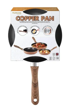 Nuovva Koperen Koekenpan - Keramische Antikleeflaag – Houten Handvat Koekenpan - Ø 24 Cm Inductie - PTFE-vrij -Keukenpotten Winkel 764x1200